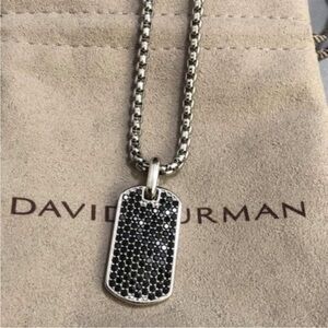 David Yurman Silver Necklace with Black Pendant